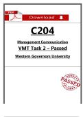 C204 VMT Task 2 &ndash; First Attempt Passed &lpar;2026&rpar; &ndash; Management Communication &lpar;WGU&rpar;