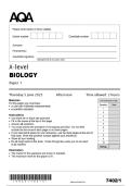 AQA A LEVEL 2025 BIOLOGY PAPER 1 &lpar;7402&sol;1&rpar; MARK SCHEME AND QUESTION PAPER