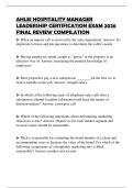 AHLEI HOSPITALITY MANAGER LEADERSHIP CERTIFICATION EXAM 2026 FINAL REVIEW COMPILATION