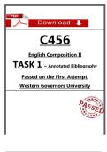 C456 Task 1 &ndash; First Attempt Passed &lpar;2026&rpar; &ndash; Annotated Bibliography &lpar;WGU&rpar;