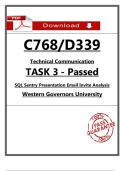 C768 D339 Task 3 &ndash; Passed &lpar;2026&rpar; &ndash; SQL Sentry Presentation Email Analysis &lpar;WGU&rpar;