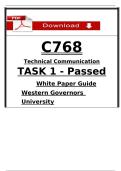 C768 Task 1 &ndash; Passed &lpar;2026&rpar; &ndash; Reporting to Various Audiences &vert; Technical Communication &lpar;WGU&rpar;