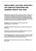 EMPLOYMENT LAW FINAL EXAM WITH  300 COMPLETE QUESTIONS AND  ANSWERS UPDATE THIS YEAR 
