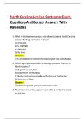 North Carolina Limited Contractor Exam  Questions And Correct Answers With Rationales
