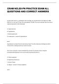 CRAM NCLEX-PN PRACTICE EXAM ALL  QUESTIONS AND CORRECT ANSWERS 