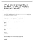 KAPLAN NURSING SCHOOL ENTRANCE  EXAM WITH ALL COMPLETE QUESTIONS  AND CORRECT ANSWERS 