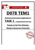 D078 TEM1 Task 1 &ndash; Organizational Structure &lpar;2026&rpar; &ndash; Passed &vert; WGU