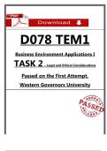 D078 TEM1 Tasks 1 &ndash; 2 Passed on First Try &lpar;WGU&comma; 2026&rpar; &ndash; Completed Submission