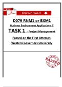 D079 RNM1&sol;BXM1 Task 1 &ndash; Project Management &lpar;2026&rpar; &ndash; Passed &vert; WGU