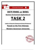 D079 RNM1&sol;BXM1 Tasks 1 &ndash; 2 Passed on First Try &lpar;WGU&comma; 2026&rpar; &ndash; Completed Submission