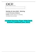 2025 A Level Chemistry B &lpar;Salters&rpar; H433&sol;02 Scientific literacy in chemistry   &lpar;Verified Question Paper With Mark Scheme Combined June 2025&rpar;