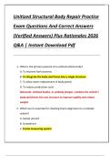 Unitized Structural Body Repair Practice  Exam Questions And Correct Answers  &lpar;Verified Answers&rpar; Plus Rationales 2026  Q&A &vert; Instant Download Pdf