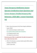 Texas Emergency Notification System Operator Certification Exam Questions And Correct Answers &lpar;Verified Answers&rpar; Plus Rationales &vert;2026 Q&A &vert; Instant Download  Pdf