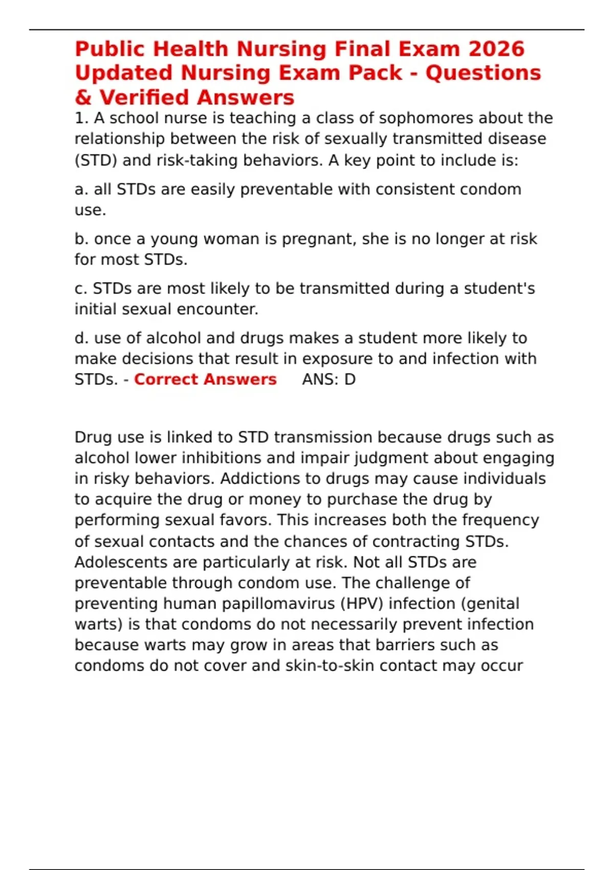 Public Health Nursing Final Exam 2026 Updated Nursing Exam Pack ...