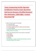 Texas Composting Facility Operator Certification Practice Exam Questions And Correct Answers &lpar;Verified Answers&rpar; Plus Rationales &vert;2026 Q&A &vert; Instant  Download Pdf