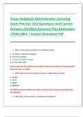 Texas Database Administrator Licensing Exam Practice Test Questions And Correct Answers &lpar;Verified Answers&rpar; Plus Rationales  &vert;2026 Q&A &vert; Instant Download Pdf