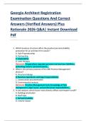 Georgia Architect Registration  Examination Questions And Correct  Answers &lpar;Verified Answers&rpar; Plus  Rationale 2026 Q&A&vert; Instant Download  Pdf  