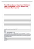 Excel Crash Course Exam from Wall Street Prep latest update Version verified Prep Questions And Answers 
