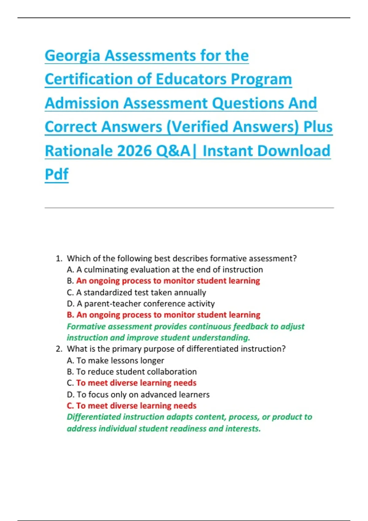 Georgia Assessments for the Certification of Educators Program ...