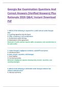 Georgia Bar Examination Questions And  Correct Answers &lpar;Verified Answers&rpar; Plus  Rationale 2026 Q&A&vert; Instant Download  Pdf 