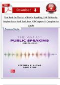 Test Bank for The Art of Public Speaking&comma; 13th Edition by Stephen Lucas And  Paul Stob&comma; All Chapters &vert;&vert; Complete A&plus; Guide&period;