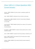 Chem 1205 ch 1-3 Exam Questions With Correct Answers&period;