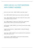 CHEM 1205 CH 1 & 2 TEST QUESTIONS WITH CORRECT ANSWERS
