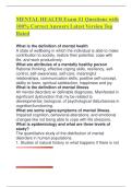MENTAL HEALTH Exam &num;1 Questions with 100&percnt; Correct Answers Latest Version Top Rated