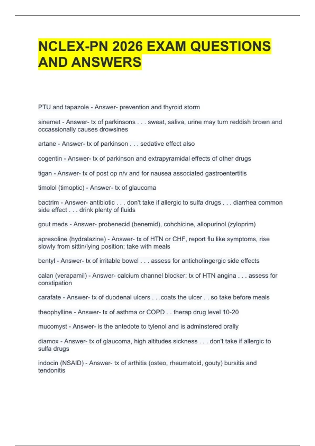 NCLEX-PN 2026 EXAM QUESTIONS AND ANSWERS - NCLEX-PN - Stuvia US