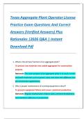 Texas Aggregate Plant Operator License Practice Exam Questions And Correct Answers &lpar;Verified Answers&rpar; Plus Rationales &vert;2026 Q&A &vert; Instant Download Pdf