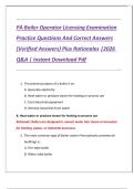 PA Boiler Operator Licensing Examination Practice Questions And Correct Answers &lpar;Verified Answers&rpar; Plus Rationales &vert;2026  Q&A &vert; Instant Download Pdf