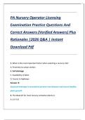 PA Nursery Operator Licensing Examination Practice Questions And Correct Answers &lpar;Verified Answers&rpar; Plus Rationales &vert;2026 Q&A &vert; Instant Download Pdf