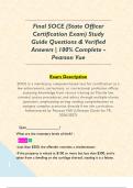 Final SOCE &lpar;State Officer Certification Exam&rpar; Study Guide Questions & Verified Answers &vert; 100&percnt; Complete -Pearson Vue 