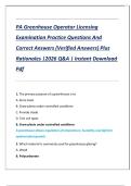 PA Greenhouse Operator Licensing Examination Practice Questions And Correct Answers &lpar;Verified Answers&rpar; Plus Rationales &vert;2026 Q&A &vert; Instant Download  Pdf