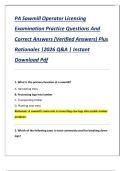 PA Sawmill Operator Licensing Examination Practice Questions And Correct Answers &lpar;Verified Answers&rpar; Plus Rationales &vert;2026 Q&A &vert; Instant Download Pdf
