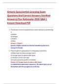 Ontario Geoscientist Licensing Exam Questions And Correct Answers&lpar;Verified Answers&rpar; Plus Rationales 2026 Q&A &vert; Instant Download Pdf