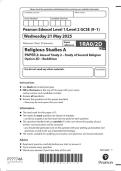 2025 Pearson Edexcel Level 1&sol;Level 2 GCSE &lpar;9&ndash;1&rpar; Religious Studies A PAPER 2&colon; Area of Study 2 &ndash; Study of Second Religion Option 2D &ndash;  Buddhism Combined Question Paper & Marking Scheme