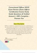 Correctional Officer SOCE Exam Review &lpar;State Officer Certification Exam&rpar; Study Guide Questions & Verified Answers &vert; 100&percnt; Complete -Pearson Vue  