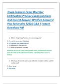 Texas Concrete Pump Operator Certification Practice Exam Questions And Correct Answers &lpar;Verified Answers&rpar; Plus Rationales &vert;2026 Q&A &vert; Instant  Download Pdf