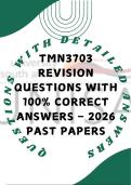 TMN3703 REVISION QUESTIONS WITH 100&percnt; CORRECT ANSWERS &ndash; 2026 PAST PAPERS
