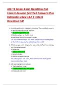 ASE T4 Brakes Exam Questions And  Correct Answers &lpar;Verified Answers&rpar; Plus  Rationales 2026 Q&A &vert; Instant  Download Pdf 