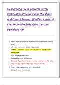 Flexographic Press Operator Level I Certification Practice Exam Questions And Correct Answers &lpar;Verified Answers&rpar; Plus Rationales 2026 Q&A &vert; Instant Download Pdf