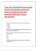 Texas Tow Truck Operator License Exam Practice Test Questions And Correct Answers &lpar;Verified Answers&rpar; Plus Rationales&vert;2026 Q&A &vert; Instant Download Pdf