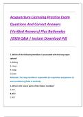 Acupuncture Licensing Practice Exam Questions And Correct Answers &lpar;Verified Answers&rpar; Plus Rationales &vert;2026 Q&A &vert; Instant Download Pdf