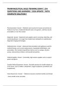 PHARMACEUTICAL SALES TRAINING EXAM &vert; 254 QUESTIONS AND ANSWERS &vert; 2026 UPDATE &vert; WITH COMPLETE SOLUTION&excl;&excl;