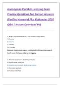 Journeyman Plumber Licensing Exam Practice Questions And Correct Answers &lpar;Verified Answers&rpar; Plus Rationales 2026 Q&A &vert; Instant Download Pdf