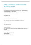 Biology 172 UH Manoa Final Exam Questions With Correct Answers