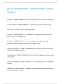 Bio 172 Final Exam UH Questions With Correct Answers