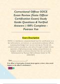 Correctional Officer SOCE Exam Review &lpar;State Officer Certification Exam&rpar; Study Guide Questions & Verified Answers &vert; 100&percnt; Complete -Pearson Vue