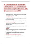 UA Steamfitter Welder Qualification  Exam Questions And Correct Answers  &lpar;Verified Answers&rpar; Plus Rationales 2026  Q&A &vert; Instant Download Pdf 